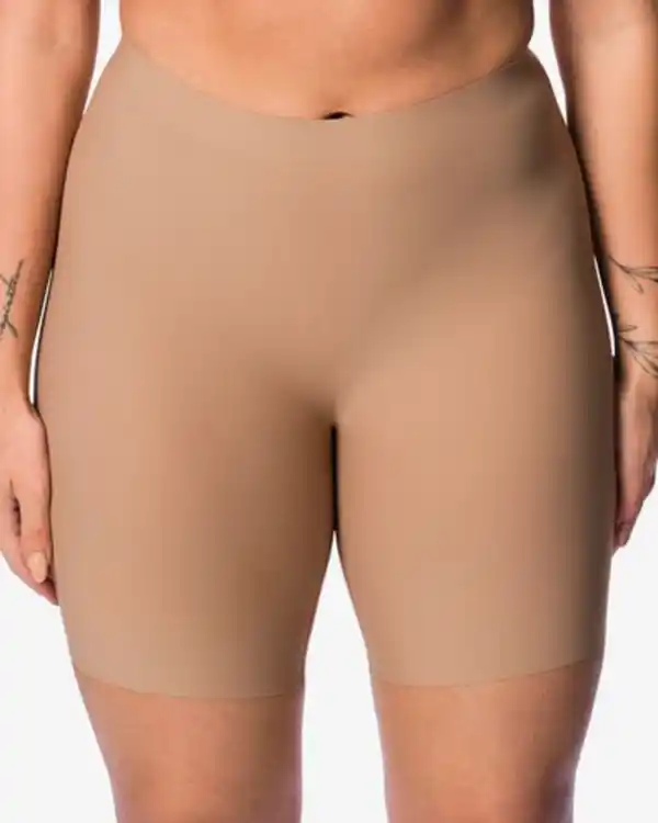 Bild 2 von Damen-Radlerhose mit hohem Bund mittelstark figurfreundlich Elasthan Flachnähte hellbraun