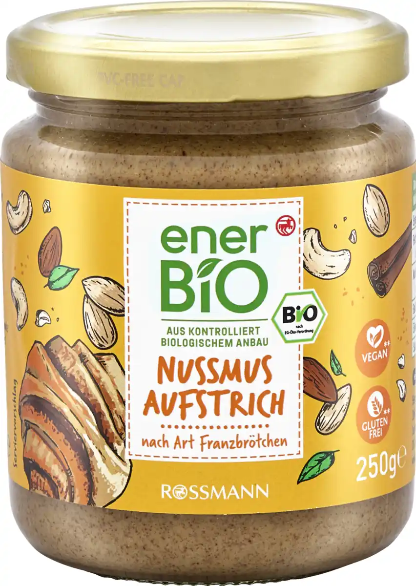 Bild 1 von enerBiO Nussmus Aufstrich nach Art Franzbrötchen, 250 g