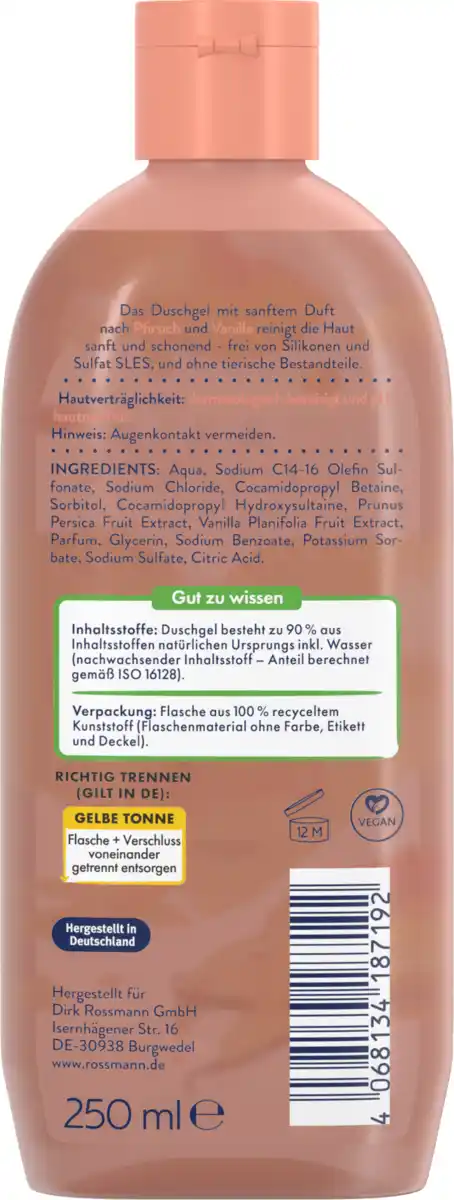 Bild 2 von ISANA Duschgel Pfirsich Vanille, 250 ml