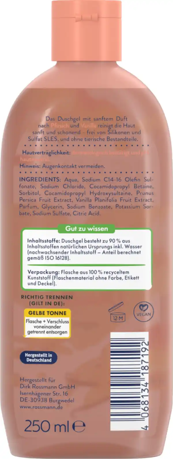 Bild 2 von ISANA Duschgel Pfirsich Vanille, 250 ml