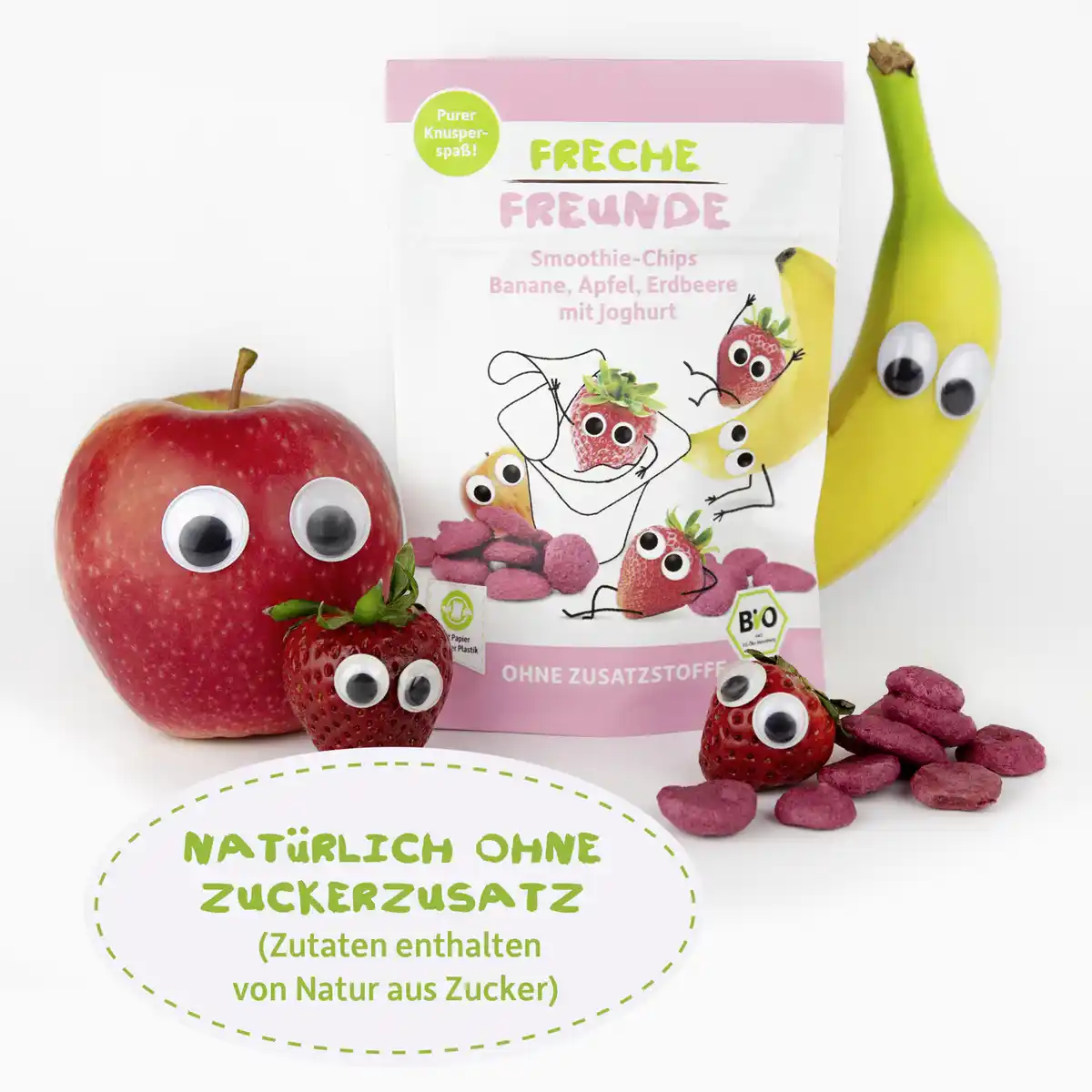 Bild 4 von Freche Freunde Bio Smoothie-Chips Banane, Apfel, Erdbeere mit Joghurt, 16 g