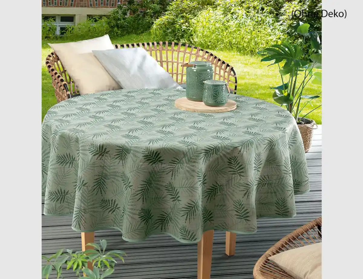 Bild 1 von Gartentischdecke Emden Blätter Salbei Ø130cm