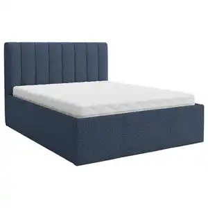 Boxxx Polsterbett, Dunkelblau, Textil, Hartholz, H3 + H4, Höhe ca. 17 cm, 160x200 cm, Oeko-Tex® Standard 100, gepolstertes Kopfteil, Wendematratze mit unterschiedlichen Härtegraden, in verschieden