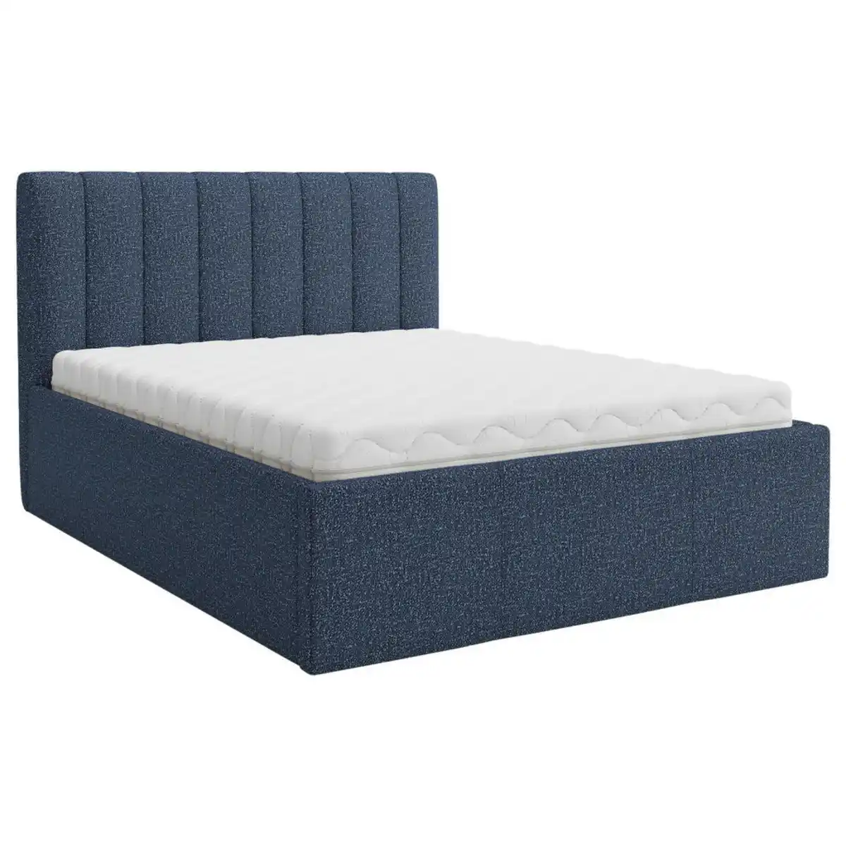 Bild 1 von Boxxx Polsterbett, Dunkelblau, Textil, Hartholz, H3 + H4, Höhe ca. 17 cm, 160x200 cm, Oeko-Tex® Standard 100, gepolstertes Kopfteil, Wendematratze mit unterschiedlichen Härtegraden, in verschieden