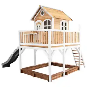 Spielturm, Braun, Grau, Weiß, Holz, Hemlocktanne, 377x291x255 cm, EN 71, CE, FSC 100%, Outdoor Spielzeug, Spieltürme