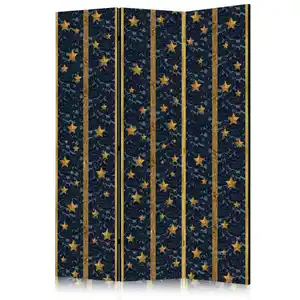 artgeist Paravent, Blau, Gold, Holz, Textil, Kiefer, massiv, Stern, 135x172x3 cm, Motiv auf Vorder- und Rückseite, Wohnzimmer, Raumteiler & Paravents, Paravents