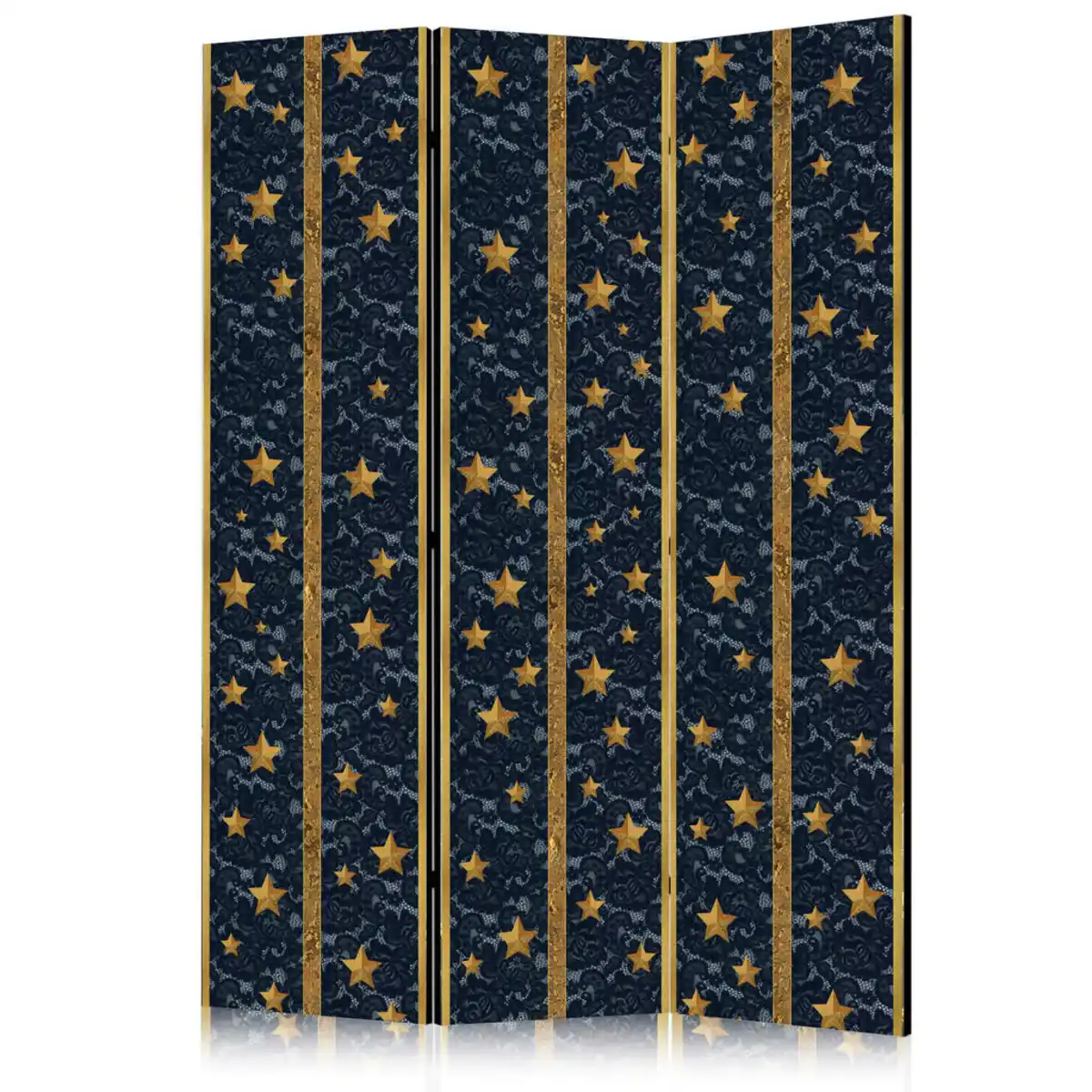 Bild 1 von artgeist Paravent, Blau, Gold, Holz, Textil, Kiefer, massiv, Stern, 135x172x3 cm, Motiv auf Vorder- und Rückseite, Wohnzimmer, Raumteiler & Paravents, Paravents