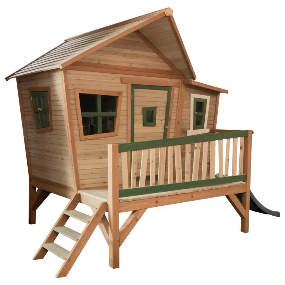 Bild 1 von Spielhaus, Braun, Grau, Grün, Holz, Kunststoff, Hemlocktanne, 123x12.8x152 cm, EN 71, CE, FSC 100%, Outdoor Spielzeug, Spielhäuser