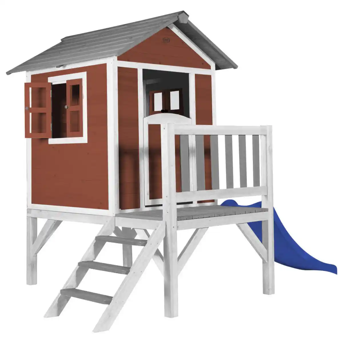 Bild 1 von Spielhaus, Grau, Rot, Weiß, Holz, Kunststoff, Hemlocktanne, 240x189x167 cm, EN 71, CE, FSC 100%, Outdoor Spielzeug, Spielhäuser