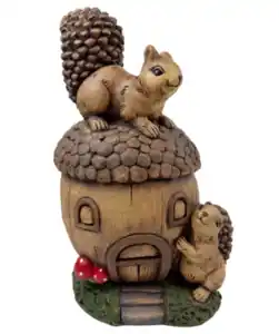 Deko-Eichelhaus mit Eichhörnchen, braun