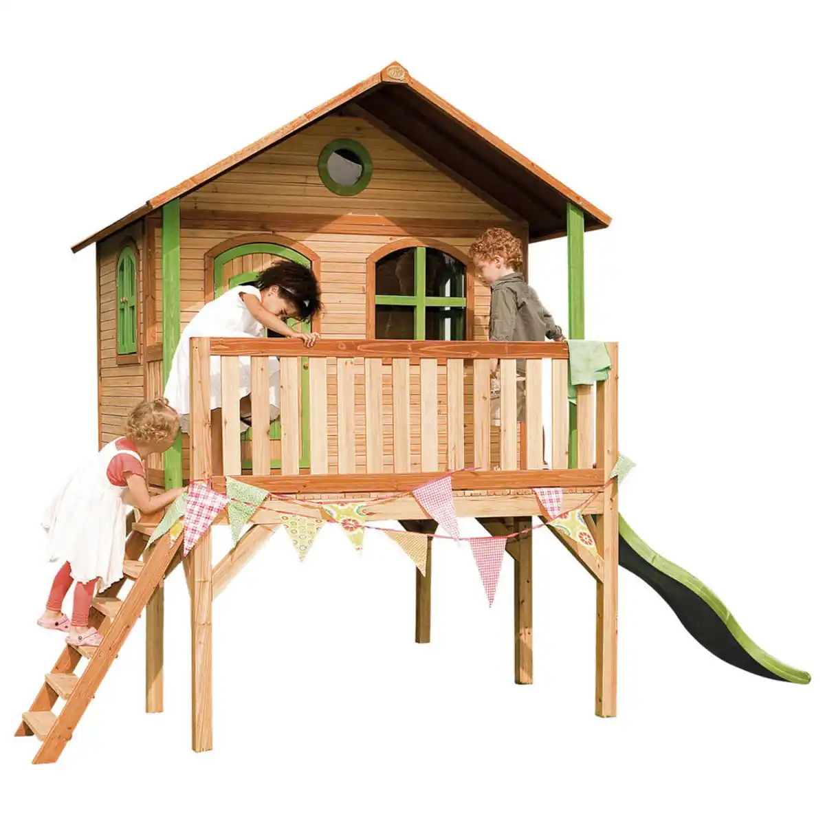Bild 1 von Spielhaus, Braun, Grün, Holz, Kunststoff, 380x274x212 cm, EN 71, CE, FSC 100%, Outdoor Spielzeug, Spielhäuser