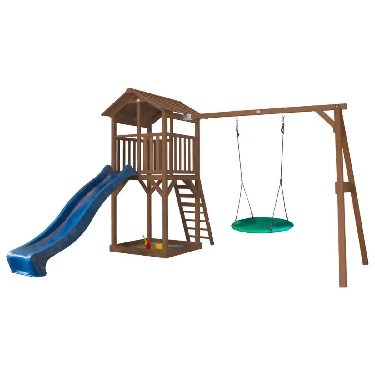 Bild 1 von Nest, Blau, Braun, Holz, Zeder, 356.6x241.9x349 cm, Fsc, Outdoor Spielzeug, Spieltürme