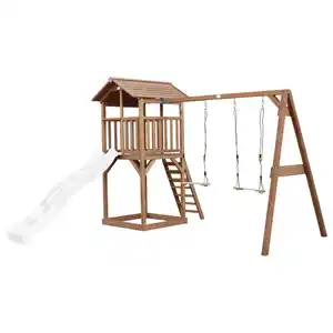 Spielturm, Braun, Weiß, Holz, Kunststoff, 356.6x241.9x349 cm, EN 71, CE, FSC 100%, Outdoor Spielzeug, Spieltürme