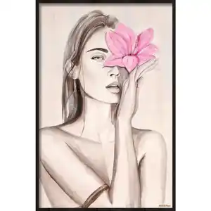 Wandkraft Bild, Rosa, Hellbraun, Kunststoff, Textil, 80x120x10 cm, einfache und schnelle Anbringung, matt, gerahmt, Bilder und Zubehör, Wandbilder, Sonstige Wandbilder