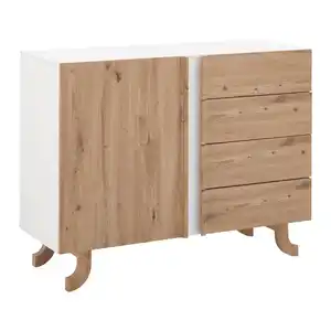 Sideboard Vira Weiß/Kieferfarben Echtholz, Weiß, Kieferfarben