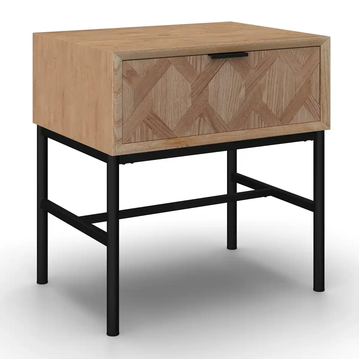 Bild 1 von Nachttisch Milano Schwarz/Esche Echtholz/MDF, Schwarz, Eschefarben