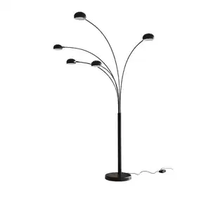 P & B Bogenleuchte, Schwarz, Metall, 150x205x36 cm, schwenkbar, Flexarm, Lampen & Leuchten, Innenbeleuchtung, Stehlampen, Bogenlampen