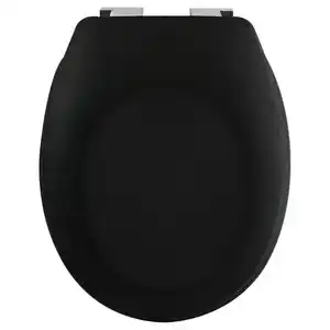 Spirella Wc-Sitz, Schwarz, Kunststoff, 37x5 cm, Deckel mit Absenkautomatik, passend für alle handelsüblichen WCs, Antirutschnoppen, Badezimmer, WC Ausstattung, WC Sitze