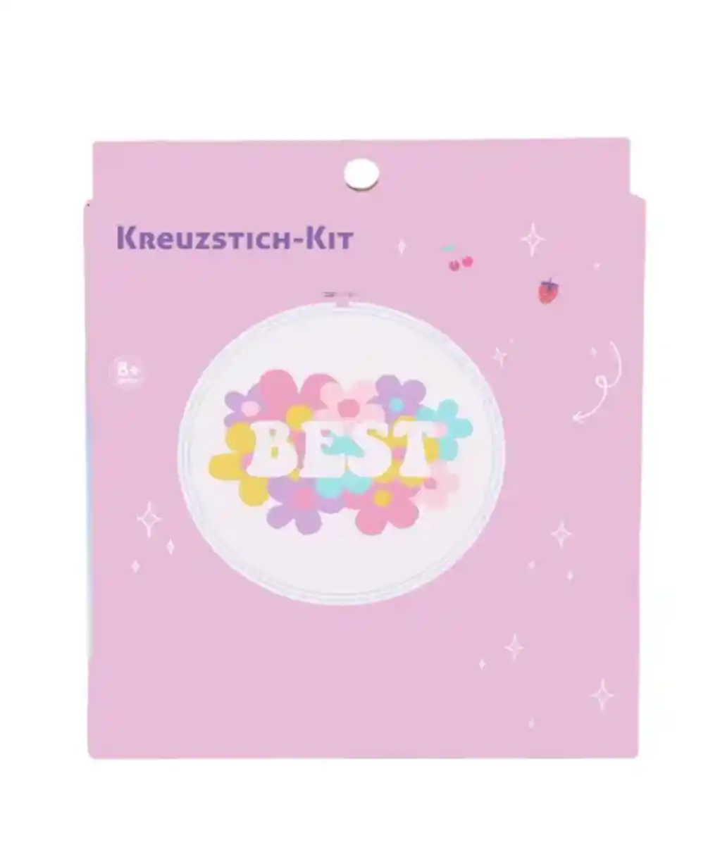 Bild 1 von Kreuzstich-Set mit Stickrahmen, rosa