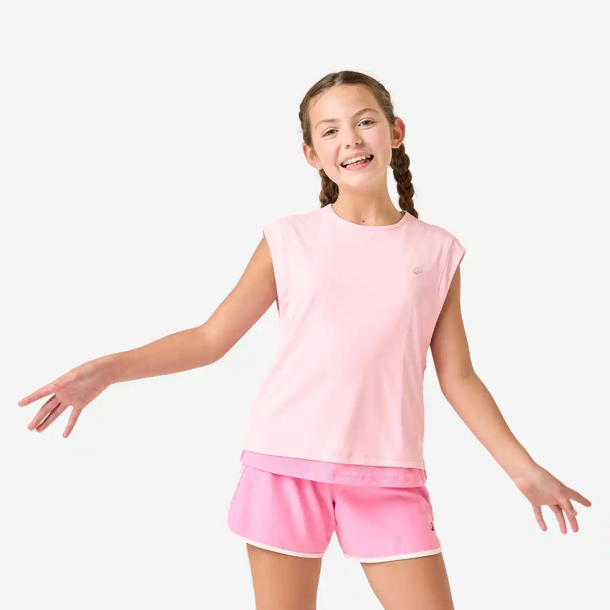 Bild 1 von DECATHLON 2-in-1 T-Shirt Kinder atmungsaktiv - bonbonrosa