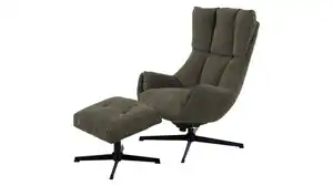 Relaxsessel mit Hocker grün Webstoff - drehbar - PRUNA