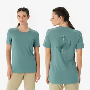 QUECHUA Wandershirt Damen kurzarm - MH500 grün