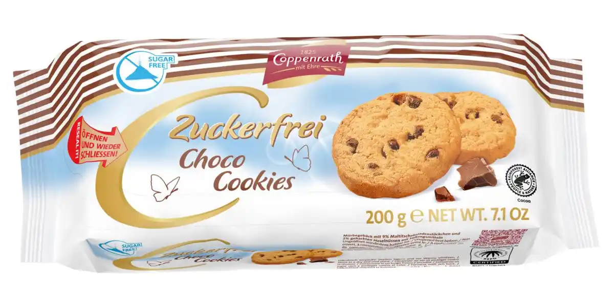 Bild 1 von COPPENRATH »Zuckerfrei« Choco Cookies, 200-g-Packg.