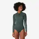 Bild 1 von DECATHLON Neopren Shorty Damen langarm Frontzip 500 Green Sunny 1,5 mm grün