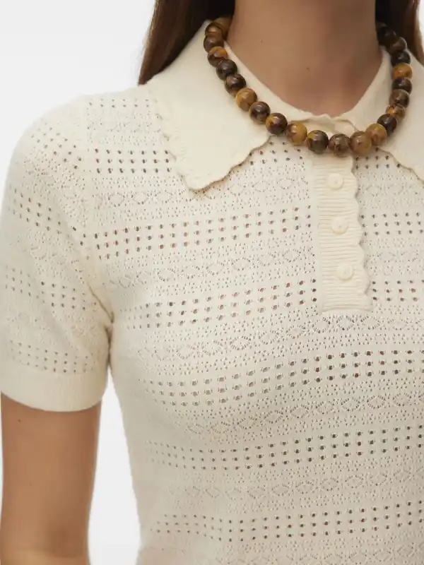 Bild 3 von Vero Moda VMLIMONE SS SCALLOP Poloshirt Beige