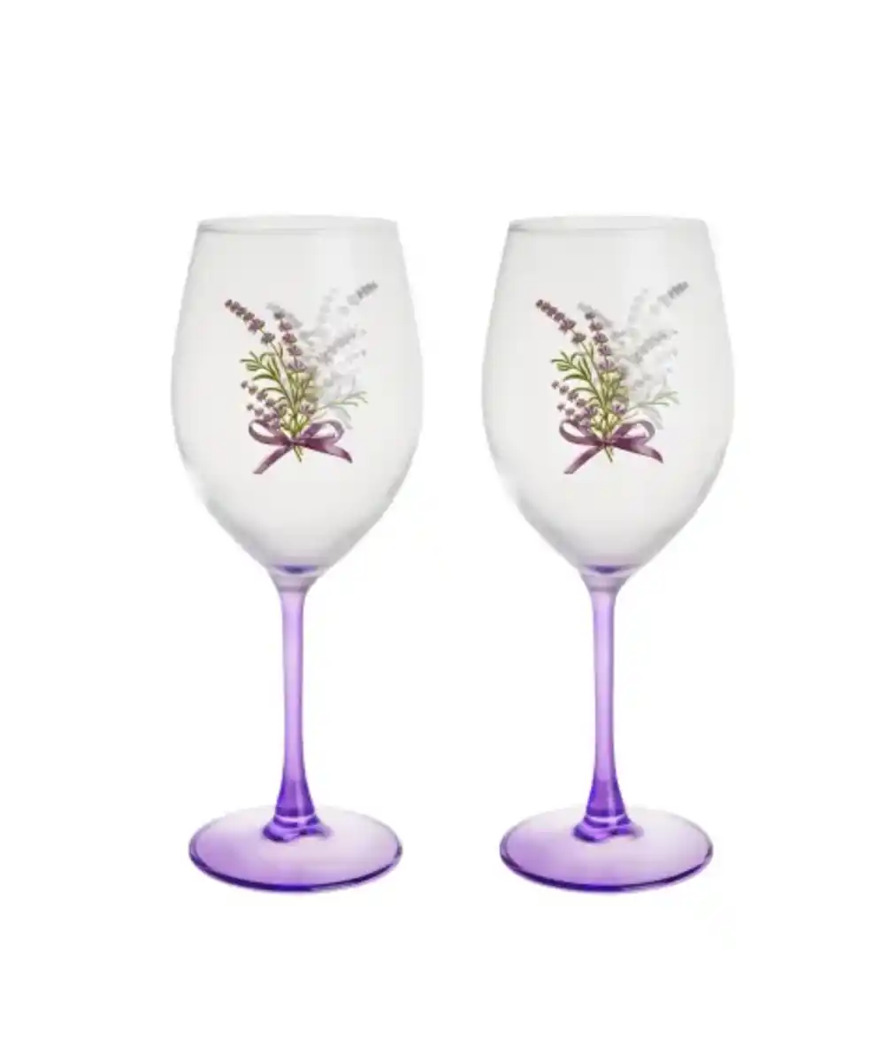 Bild 1 von Weingläser Lavendel, lila gemustert