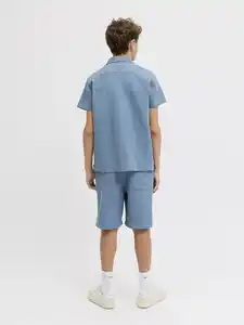 Jack & Jones Junior JJGLOBAL WAFFLE RESORT Kurzarmhemd Blau