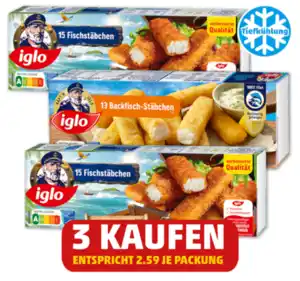 IGLO 15 Fischstäbchen* oder 13 Backfisch-Stäbchen