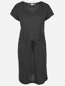 Damen Jerseykleid mit Streifen Schwarz