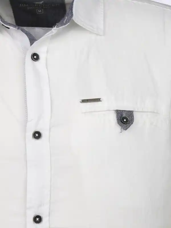 Bild 3 von Herren Leinenhemd mit Brusttasche Weiß