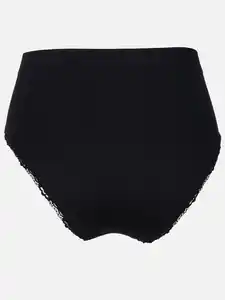 Damen Taillenslip im 2er Pack mit Ripp und Spitze Schwarz