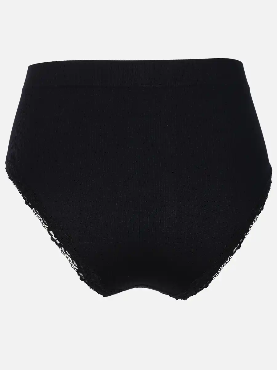 Bild 1 von Damen Taillenslip im 2er Pack mit Ripp und Spitze Schwarz