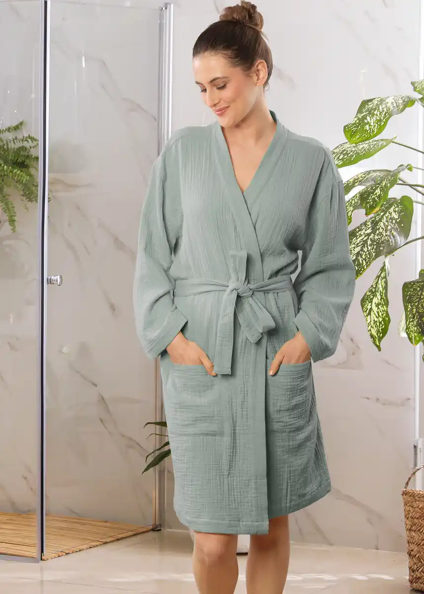 Bild 4 von IDEENWELT Musselin-Bademantel Gr. S/M