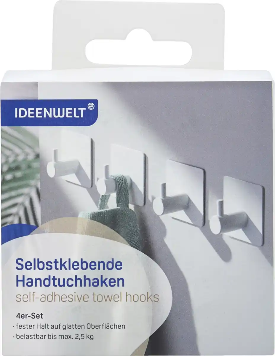 Bild 1 von IDEENWELT 4er Set Handtuchhaken weiß