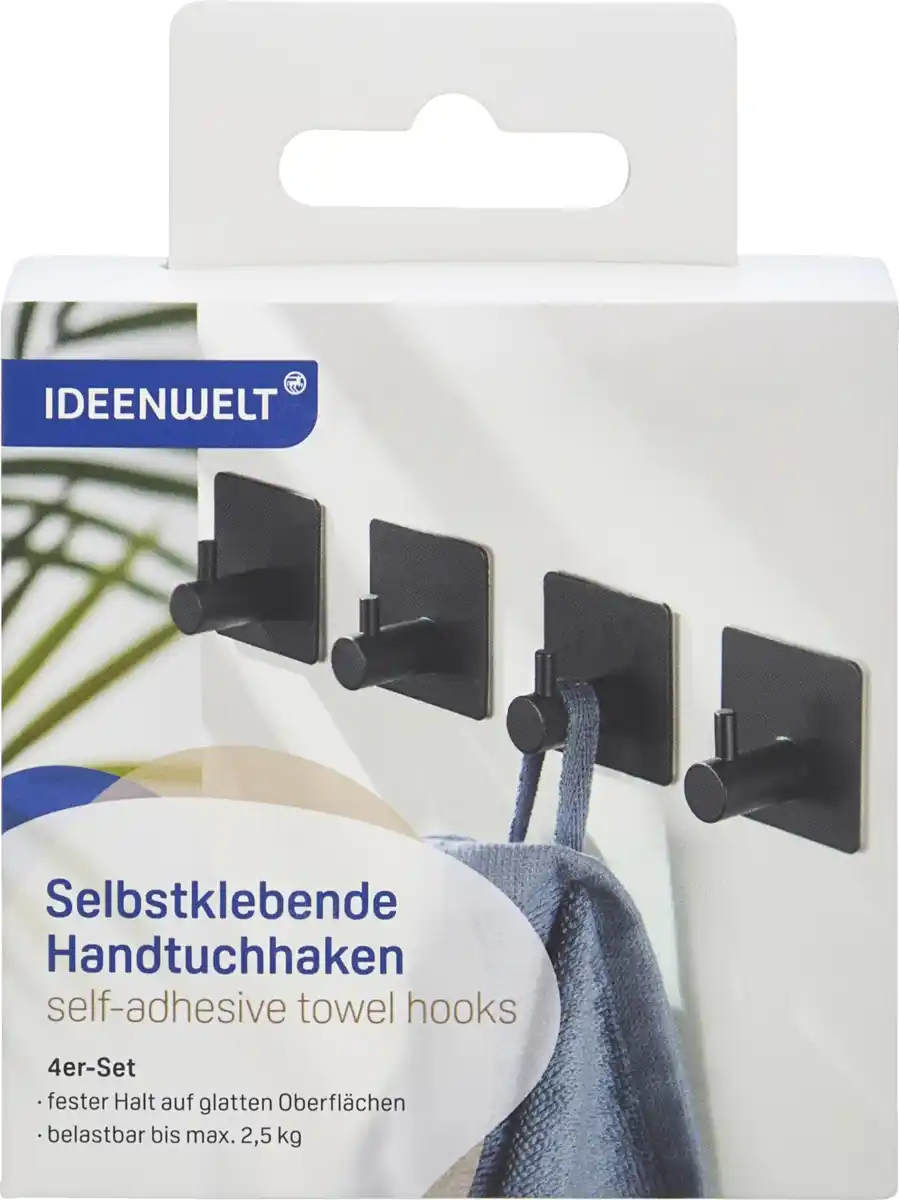 Bild 1 von IDEENWELT 4er Set Handtuchhaken schwarz