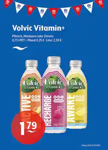 Volvic VITAMIN+ Pfirsich, Himbeere oder Zitrone