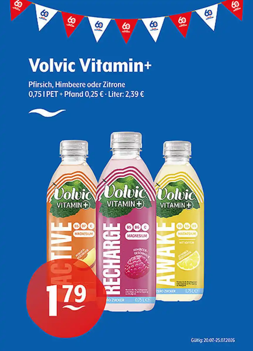 Bild 1 von Volvic VITAMIN+ Pfirsich, Himbeere oder Zitrone