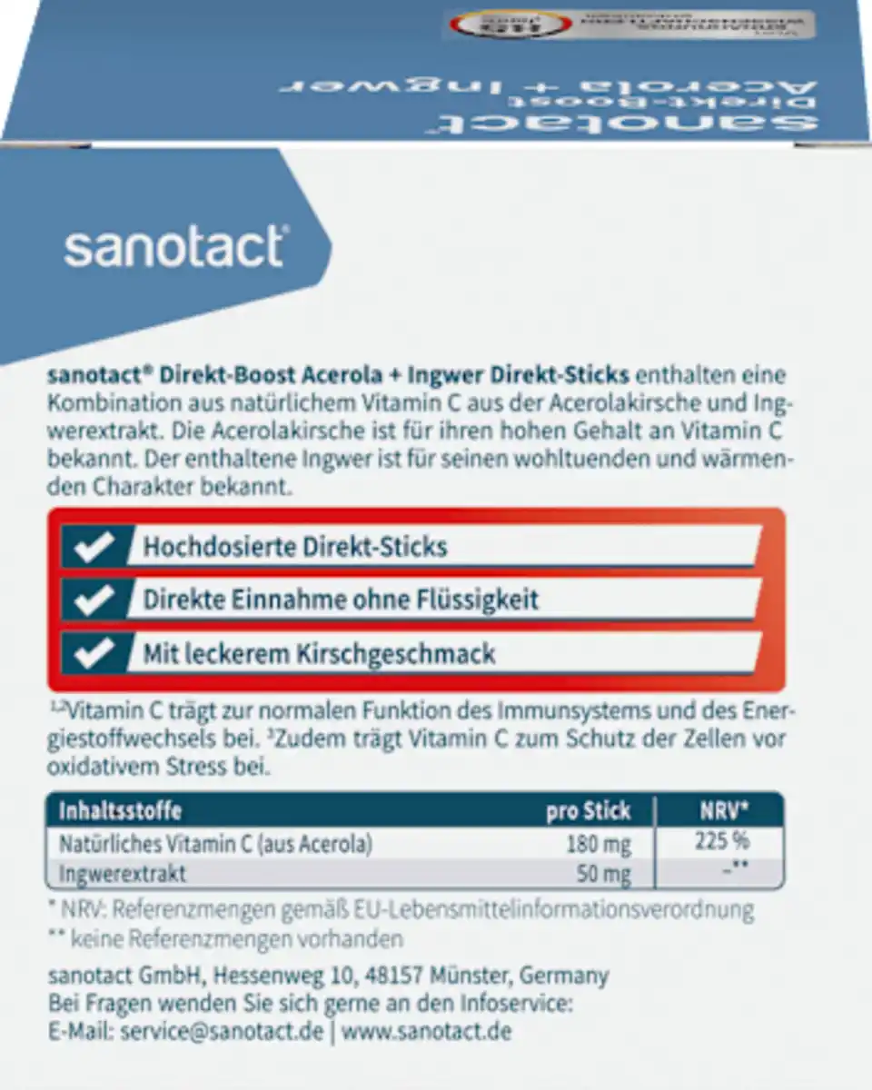 Bild 2 von sanotact Acerola & Ingwer Sticks, 20 St, 39 g