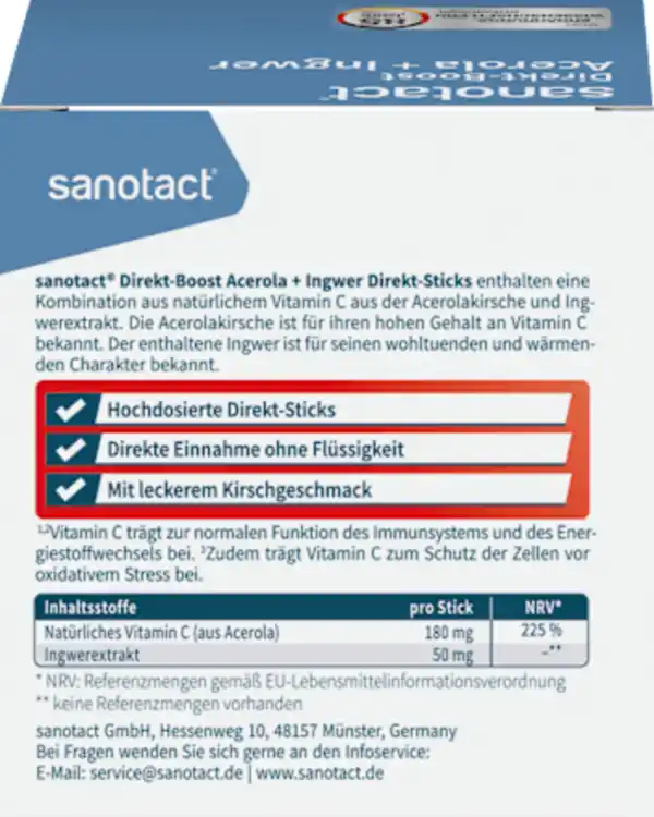 Bild 2 von sanotact Acerola & Ingwer Sticks, 20 St, 39 g