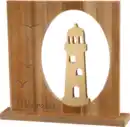 Bild 1 von Dekorieren & Einrichten Holzaufsteller Leuchturm mit Spruch, natur/gold, 1 St