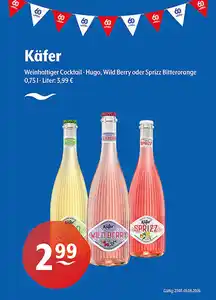 Käfer Weinhaltiger Cocktail Hugo, Wild Berry oder Sprizz Bitterorange