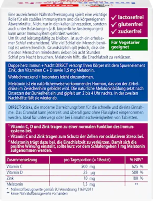 Bild 2 von Doppelherz Immun + Nacht direct Granulat-Sticks 20 St, 36 g