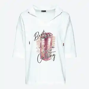 Damen-Langarmshirt mit Kapuze und Frontdruck