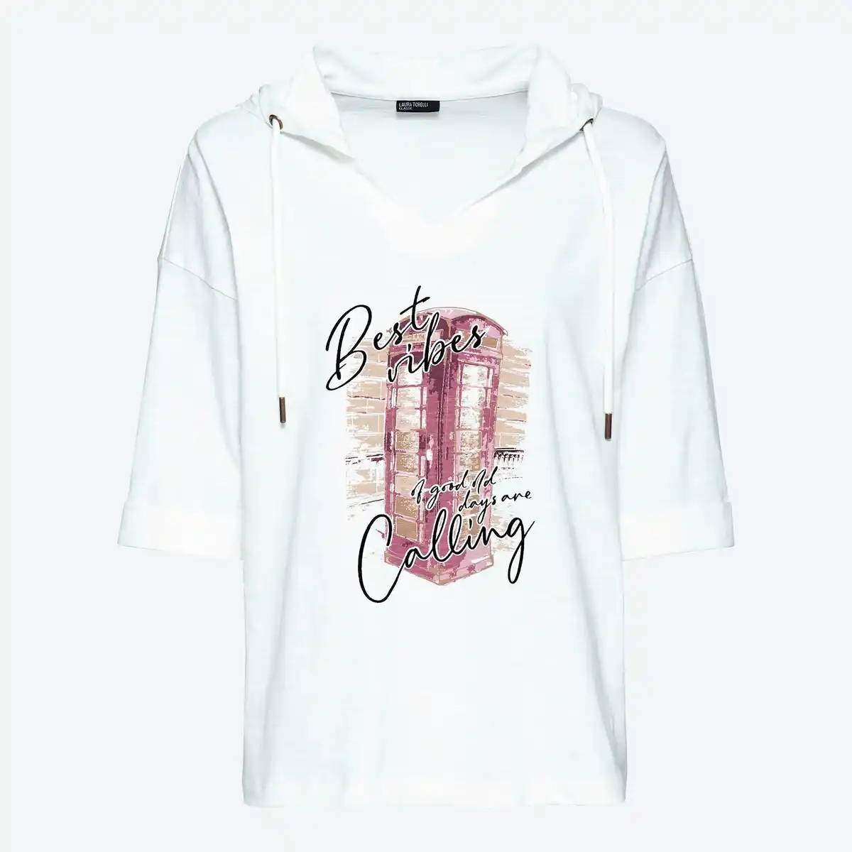 Bild 1 von Damen-Langarmshirt mit Kapuze und Frontdruck