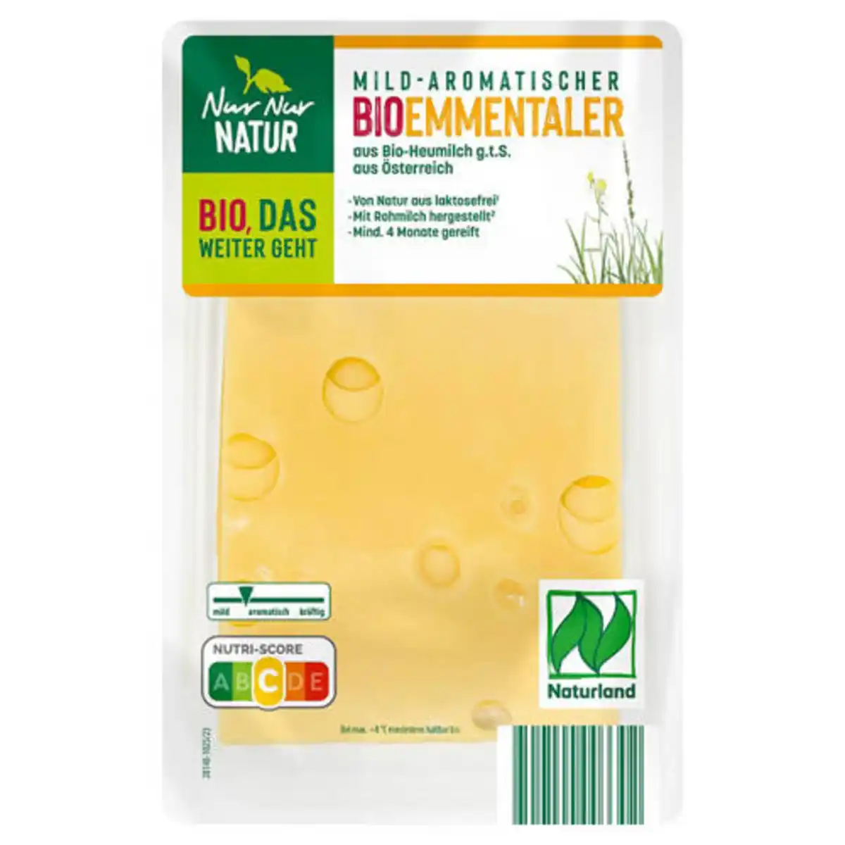 Bild 1 von NUR NUR NATUR Bio-Heumilch-Käsescheiben 150 g, Emmentaler