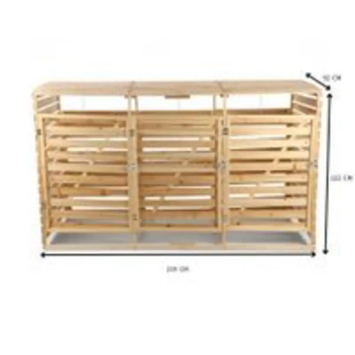 Bild 2 von 3er Mülltonnenbox lackiert aus Holz, wasserfest, ca. 219 x 92 x 122 cm - Hellbraun